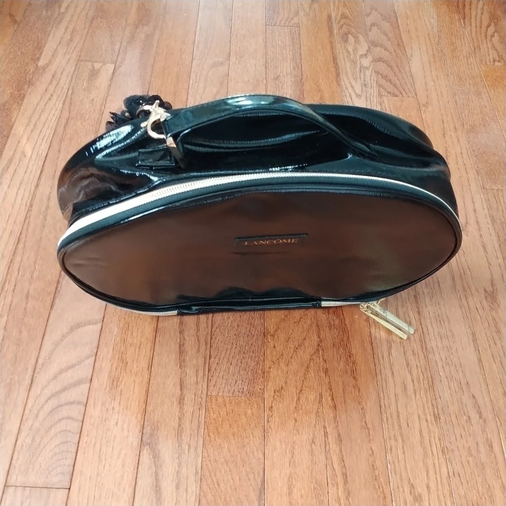Lancome Faux Black Leather Train Make-up Travel Case